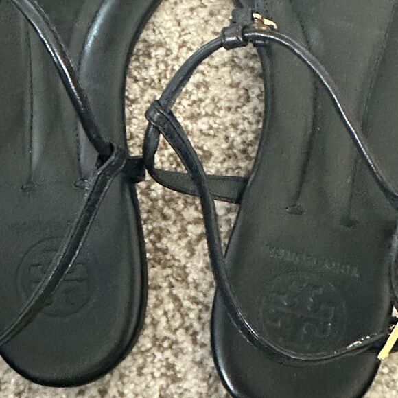 Tory Burch Emmy Black Leather Sandals 7.5 - Picture 3 of 5